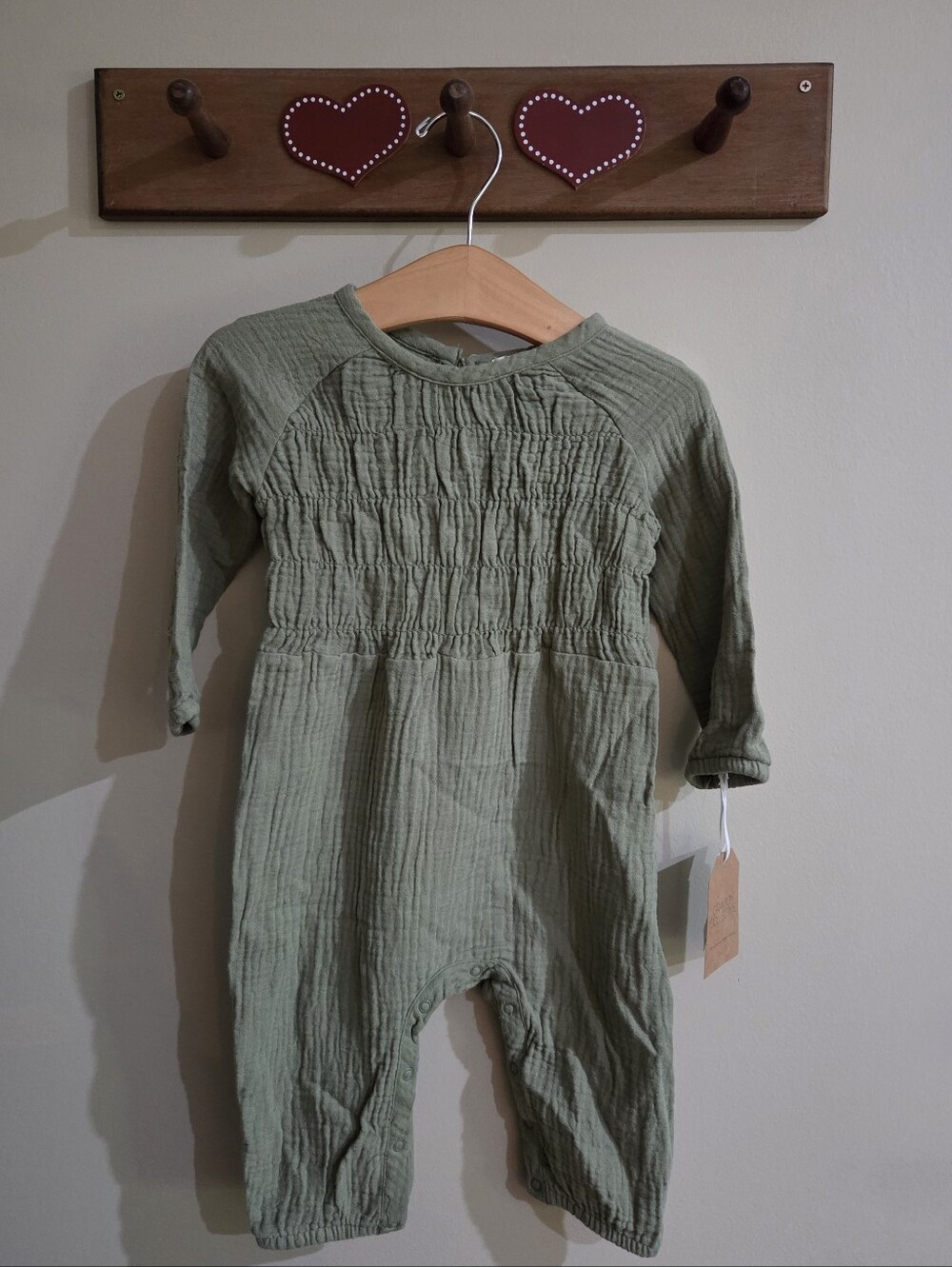 Grayson Collective 100% Cotton Gauze Baby One-Piece in Sage Green NEW